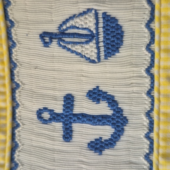 VELANI CLASSICS nautical smocked top 12m Ship + Anchor Embroidered Gingham Tank - Picture 2 of 5